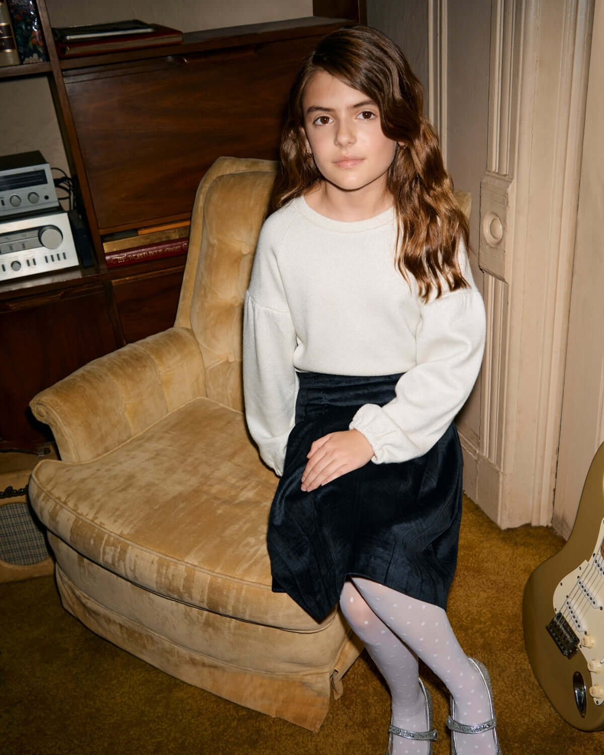 Midnight Velvet Plaid Pleated Skirt