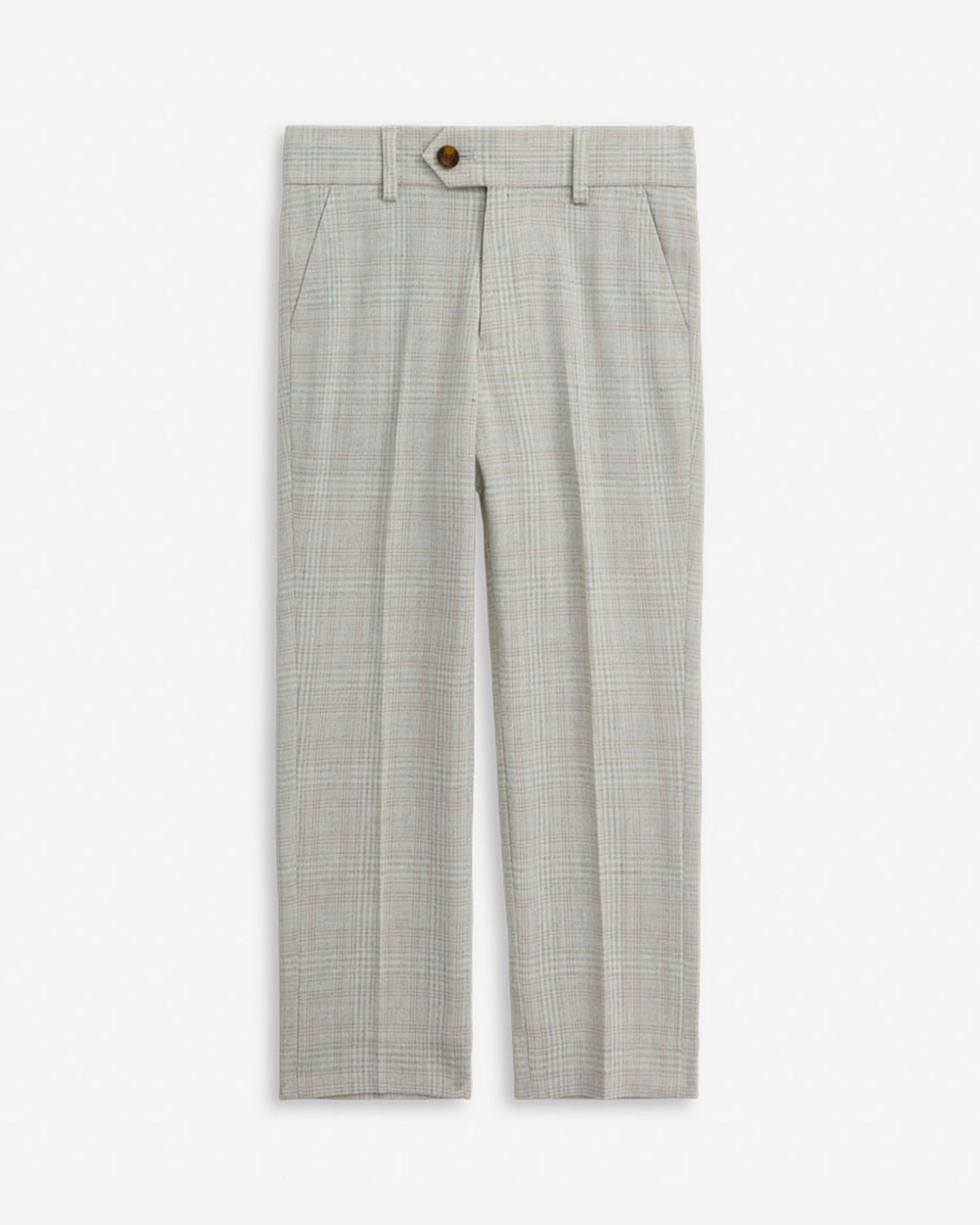Linen Light Grey Plaid Stretchy Mod Suit Pants