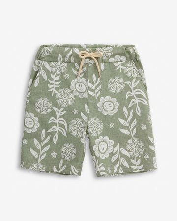 Linen Sage Sunflower Resort Shorts