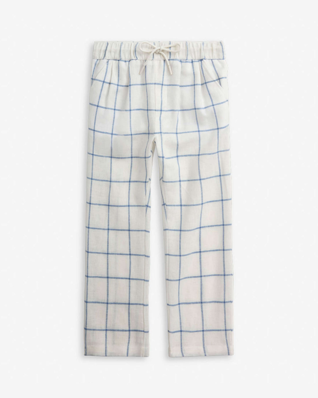 Linen White Windowpane Resort Pants