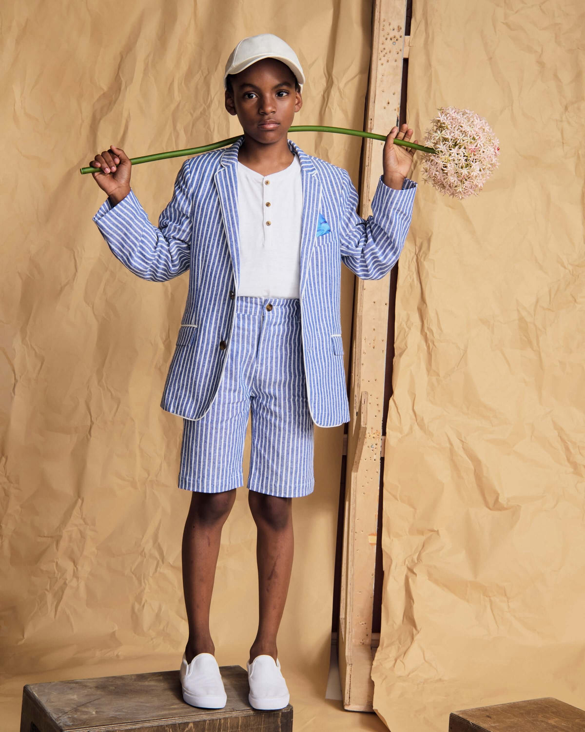 Linen Canopy Stripe Trouser Shorts