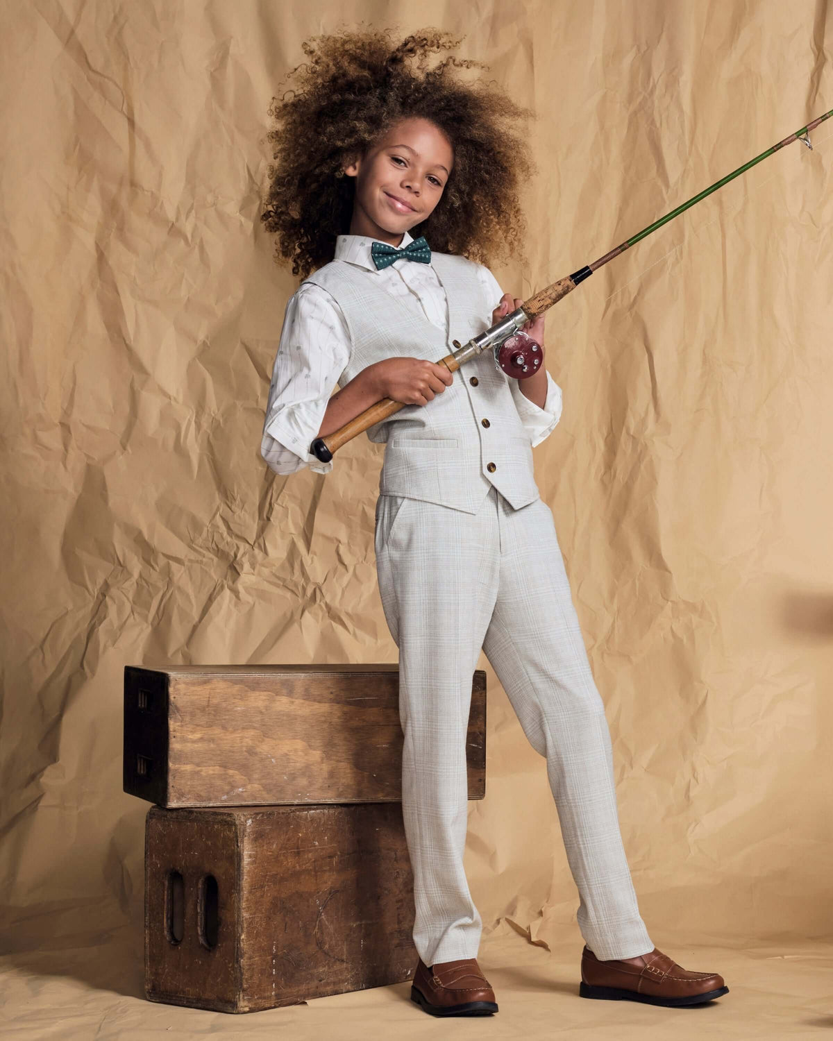 Linen Light Grey Plaid Stretchy Mod Suit Pants