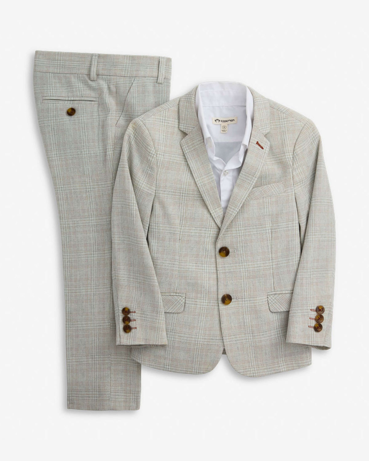 Linen Light Grey Plaid Stretchy Mod Suit