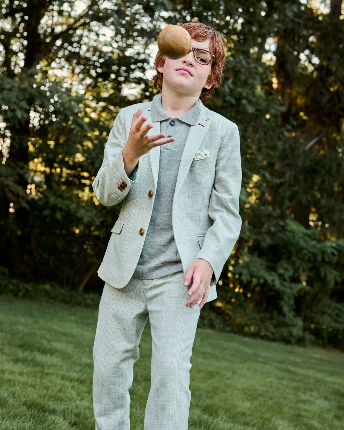 Linen Light Grey Plaid Stretchy Mod Suit Pants