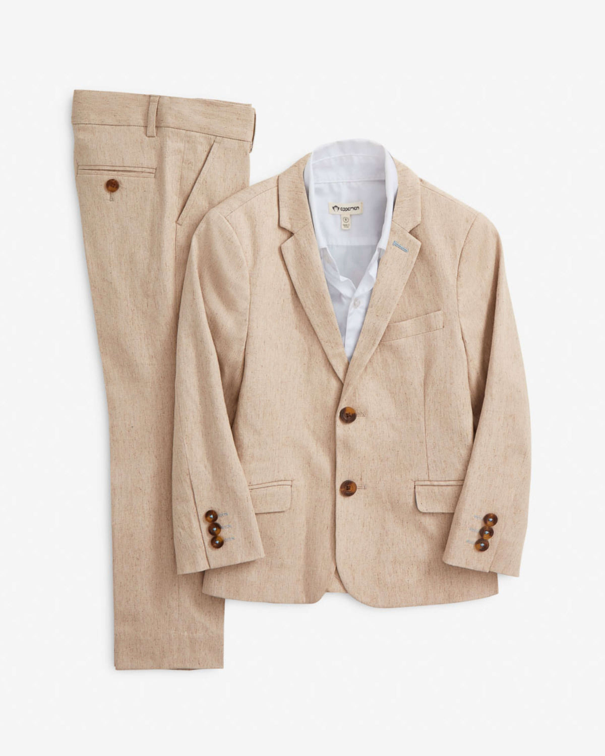 Linen Sand Stretchy Mod Suit