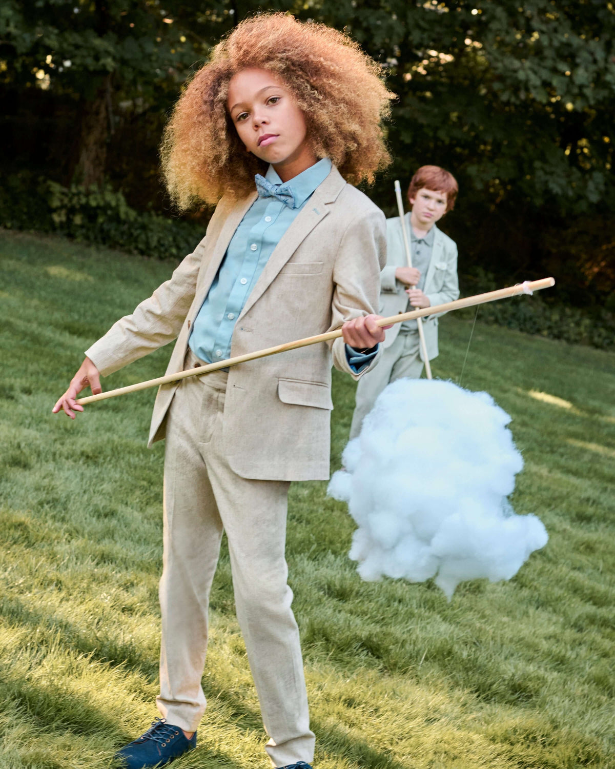 Linen Sand Stretchy Mod Suit