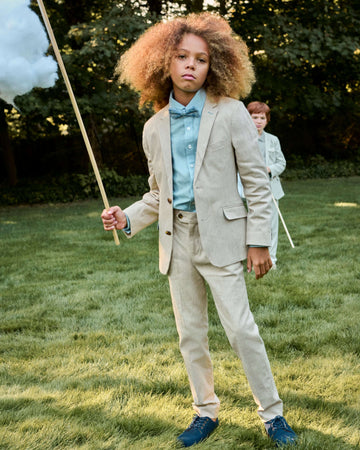 Linen Sand Stretchy Mod Suit