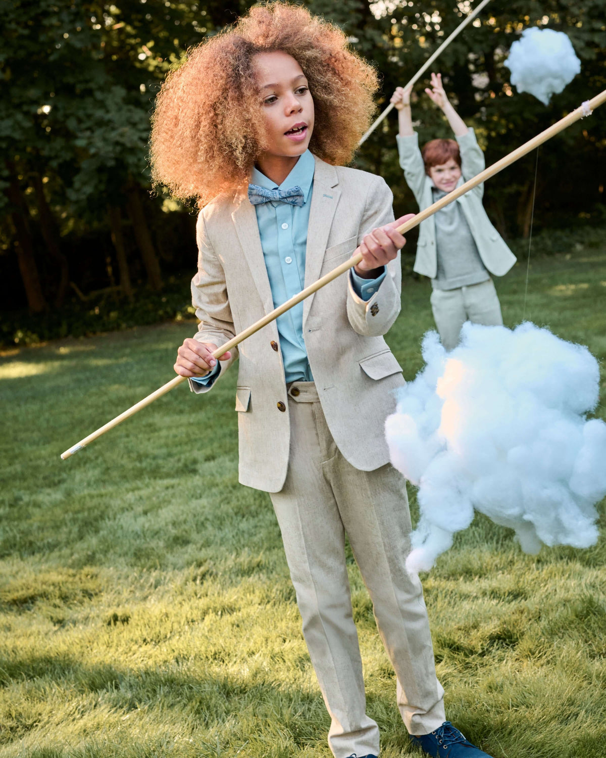 Linen Sand Stretchy Mod Suit Pants