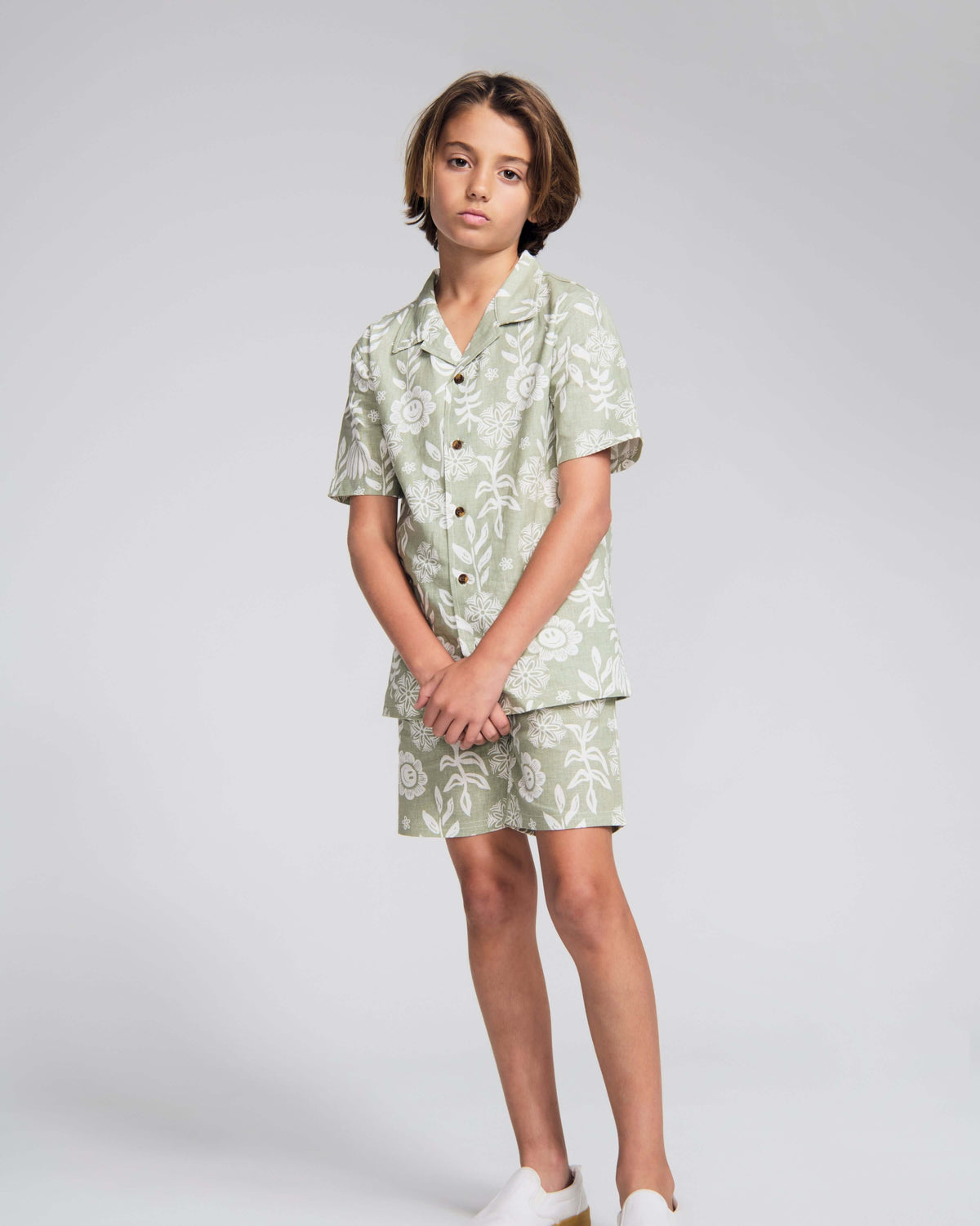 Linen Sage Sunflower Resort Shorts