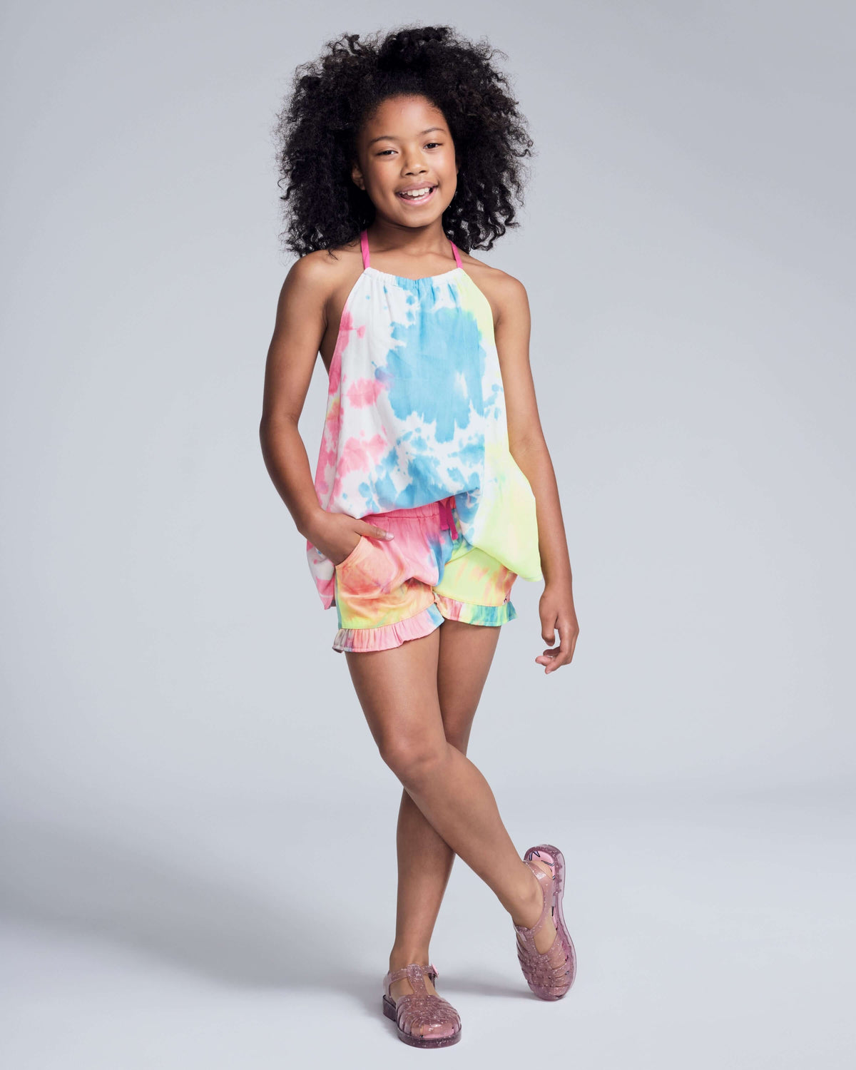 Pink Blue Tie Dye Natalie Shorts