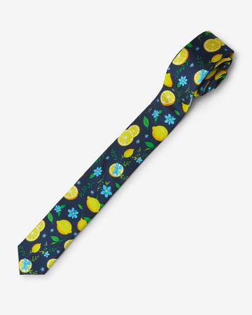 Silk Blue Lemon Zest Tie