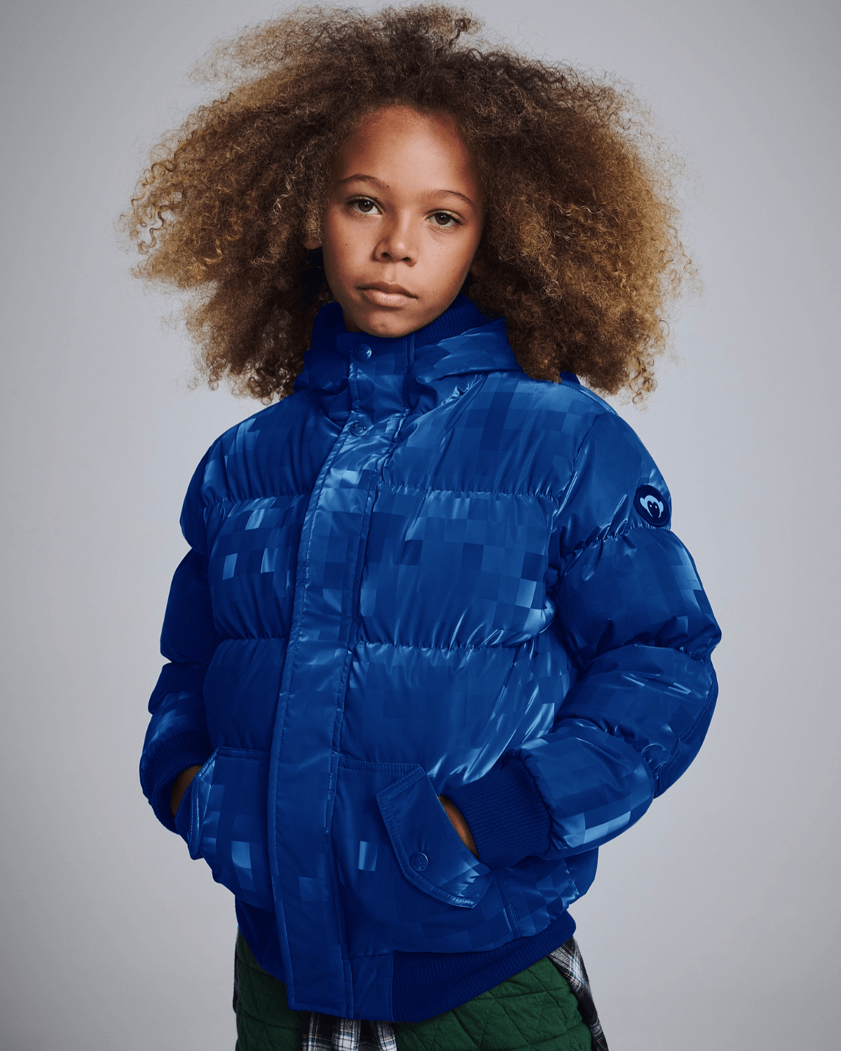 Digital Blue Slim Puffy Coat