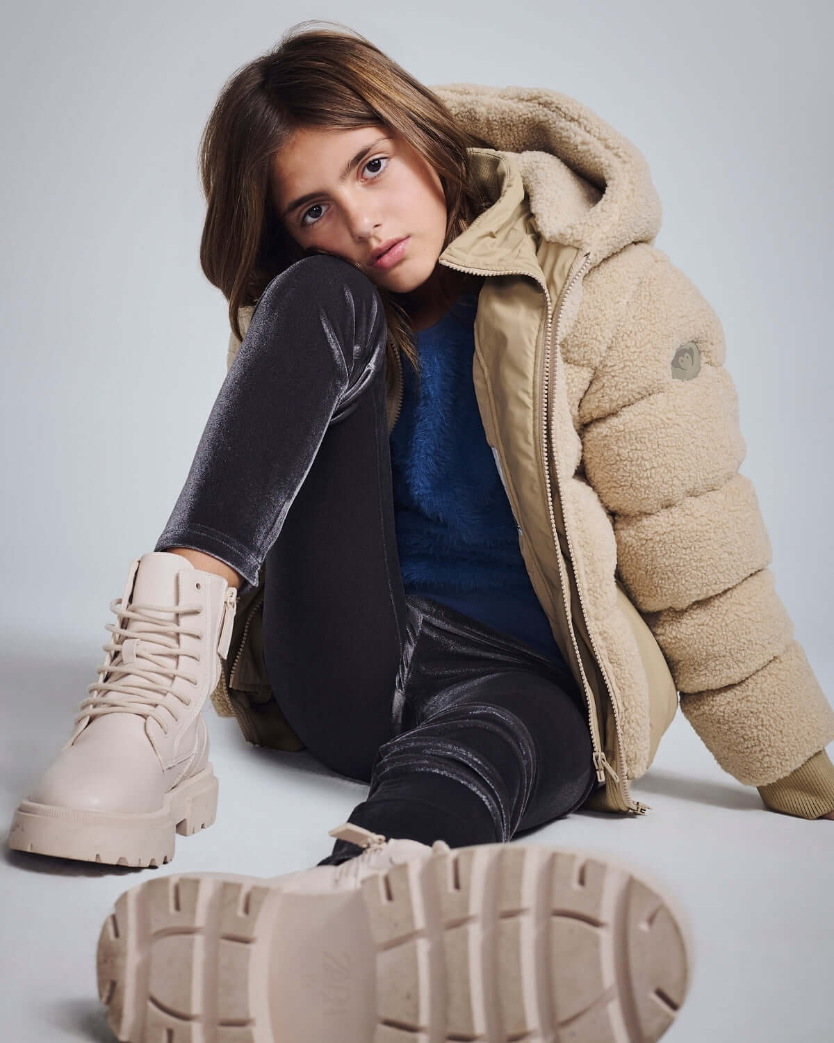 Beige Teddy Puffer Coat