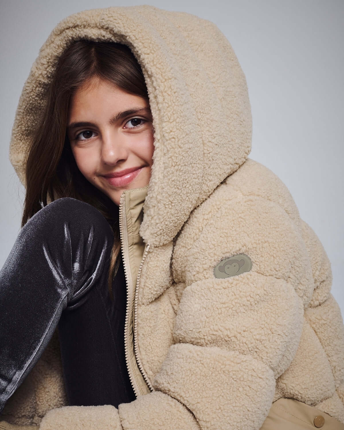 Beige Teddy Puffer Coat