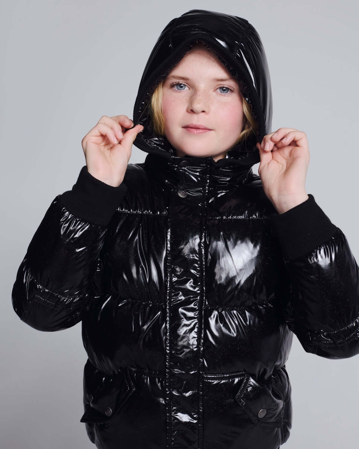 Black Glitter Puffy Coat