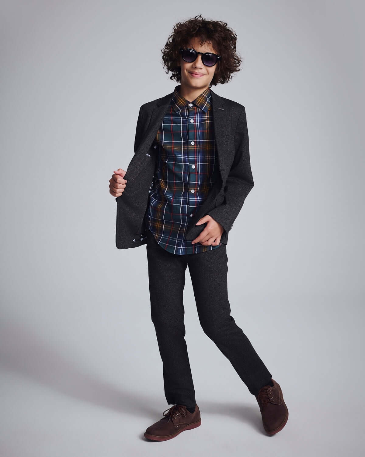 Black Herringbone Stretchy Mod Suit