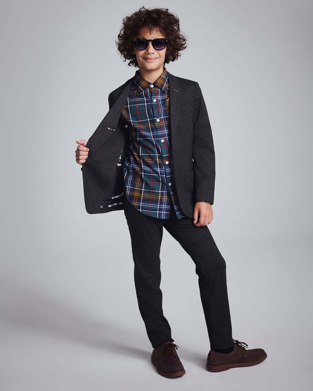 Black Herringbone Stretchy Mod Suit