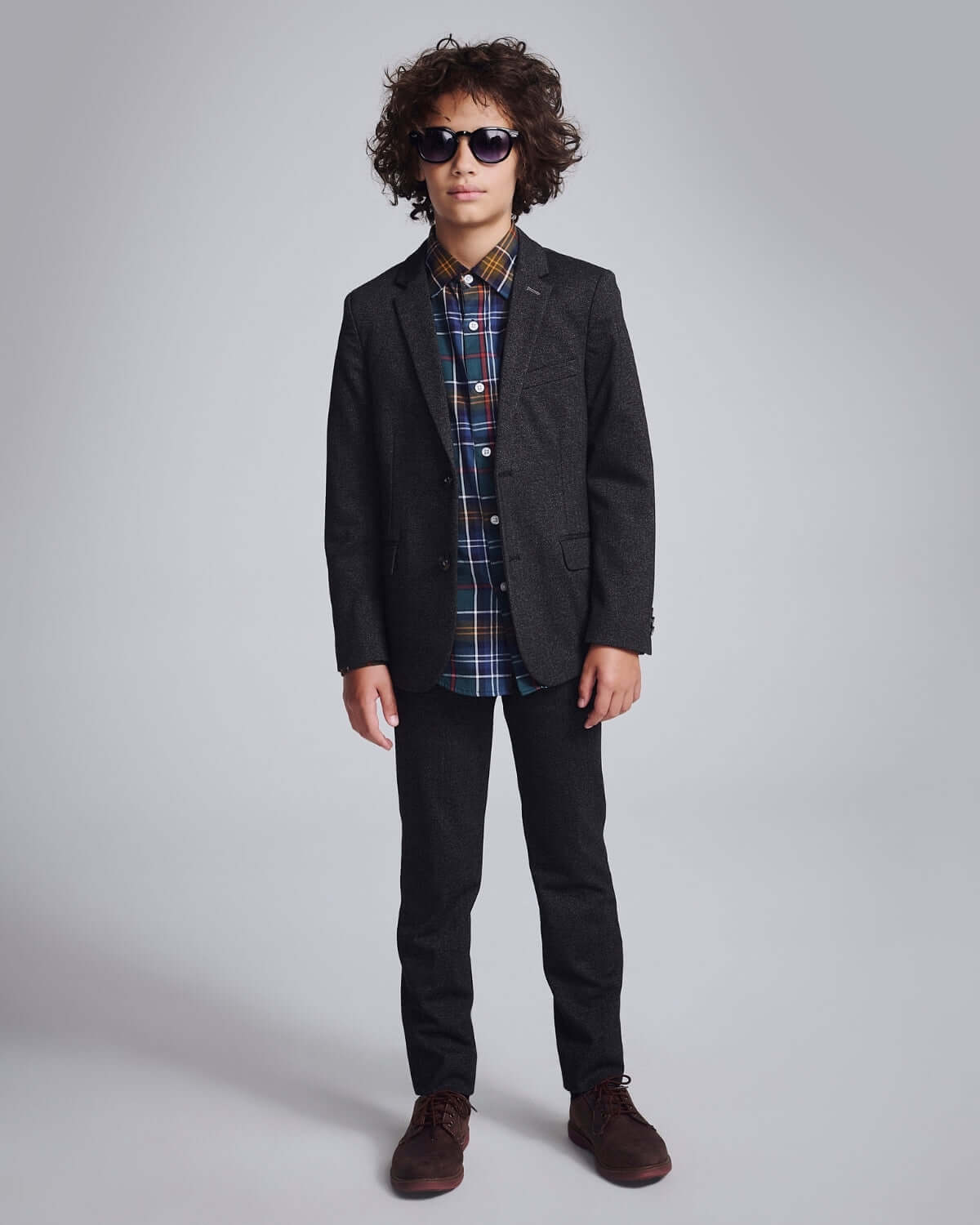 Black Herringbone Stretchy Suit Pants