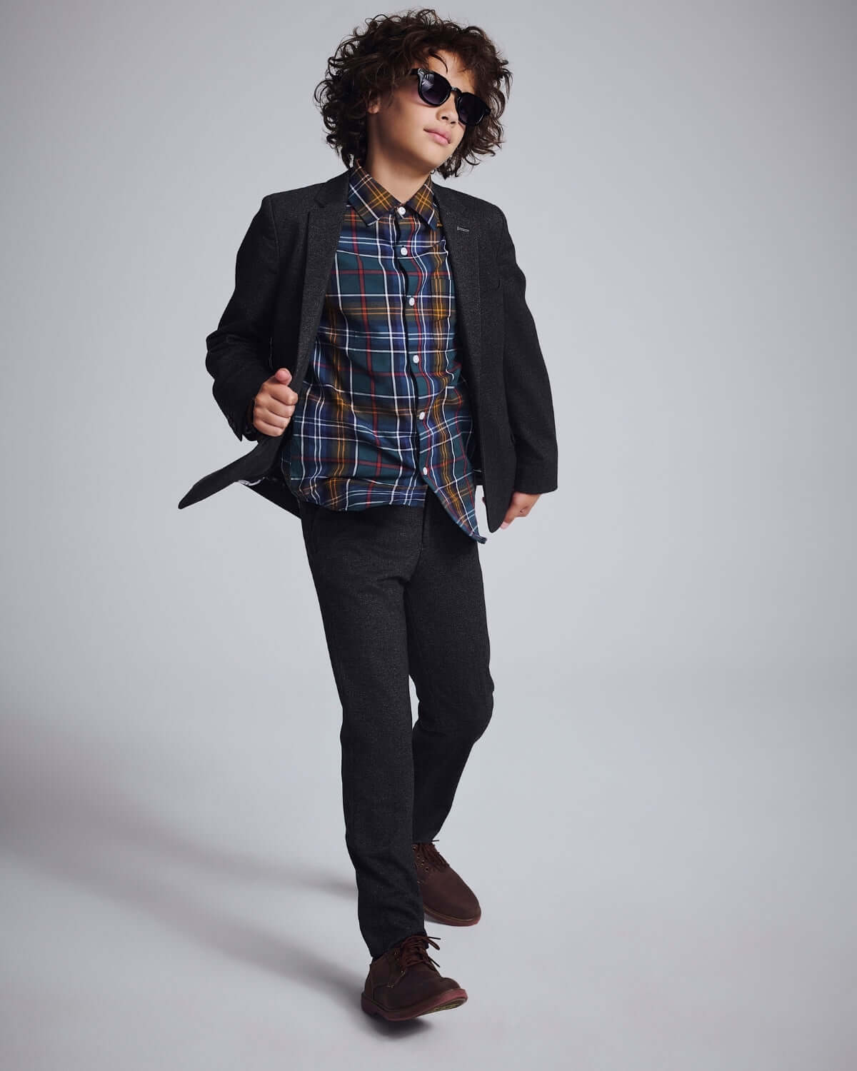 Black Herringbone Stretchy Suit Pants