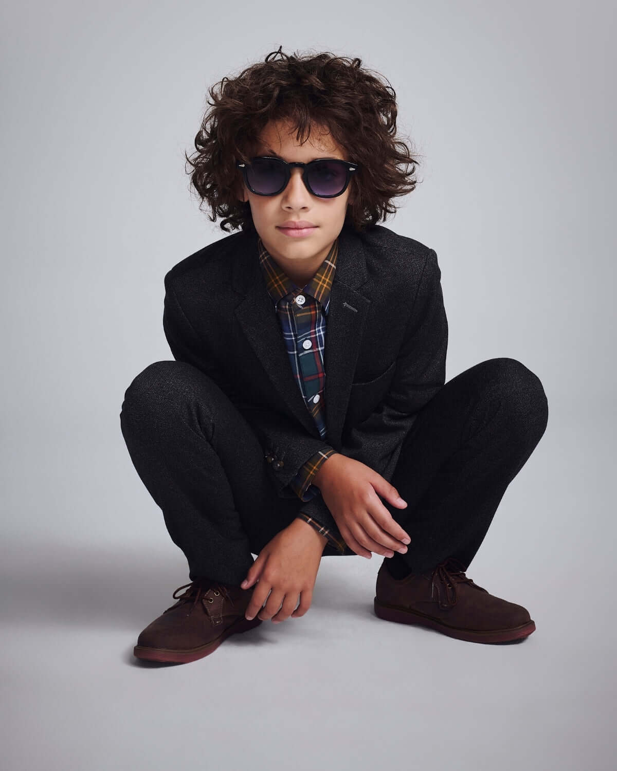 Black Herringbone Stretchy Suit Pants