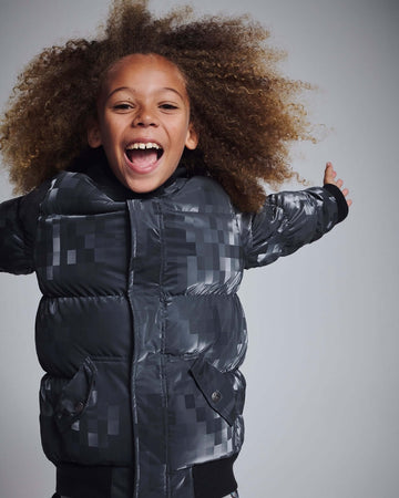 Digital Black Slim Puffy Coat