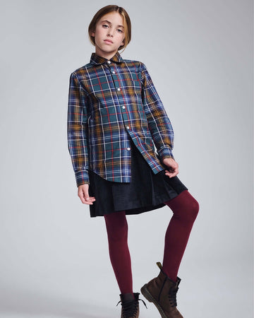 Midnight Velvet Plaid Pleated Skirt