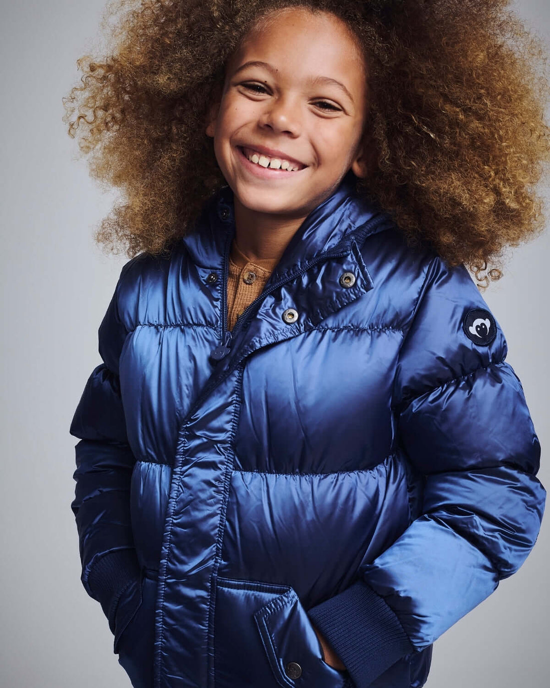 Navy Blue Slim Puffy Coat