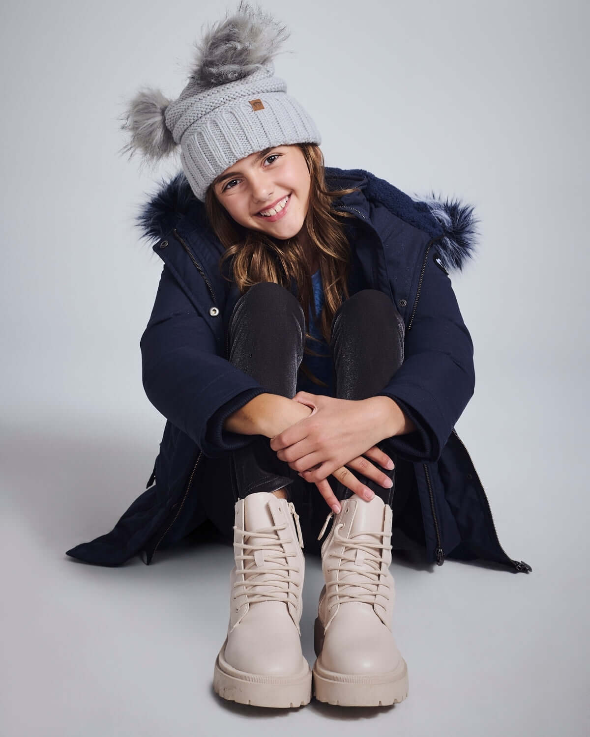 Navy Sparkle Middie Puffer Coat