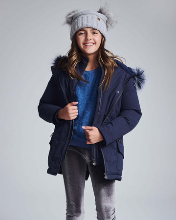 Navy Sparkle Middie Puffer Coat