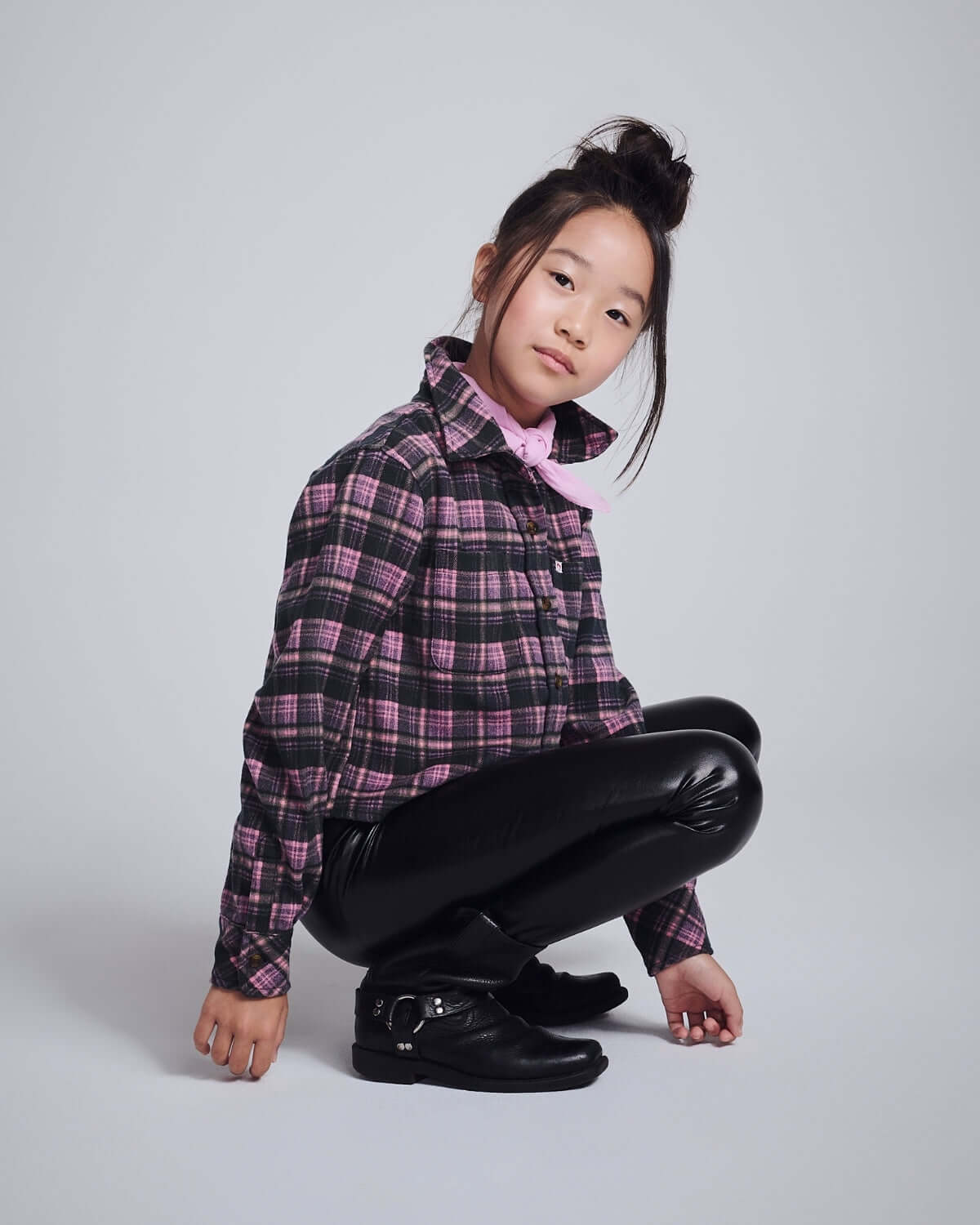 Pink Plaid Polly Cropped Flannel