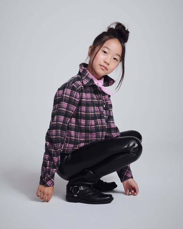 Pink Plaid Polly Cropped Flannel