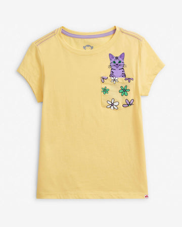 Sunrise Kitty Graphic Pocket Tee