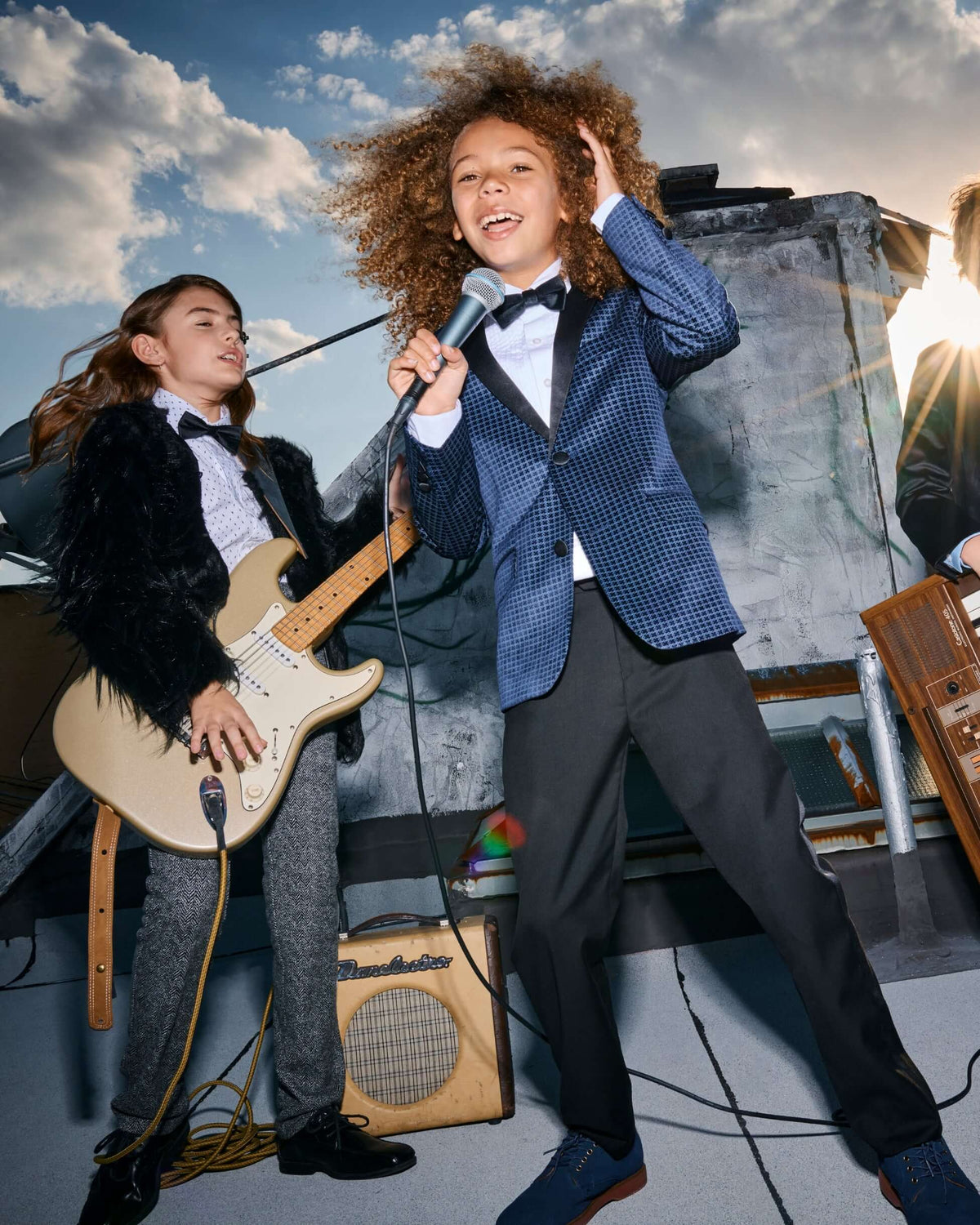 Navy Geo Velvet Tuxedo Jacket