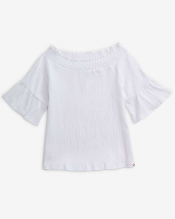 White Boho Smocked Top