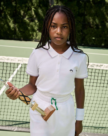 White Puff Sleeve Polo