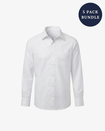Premium White Standard Button Down Shirt 5-Pack
