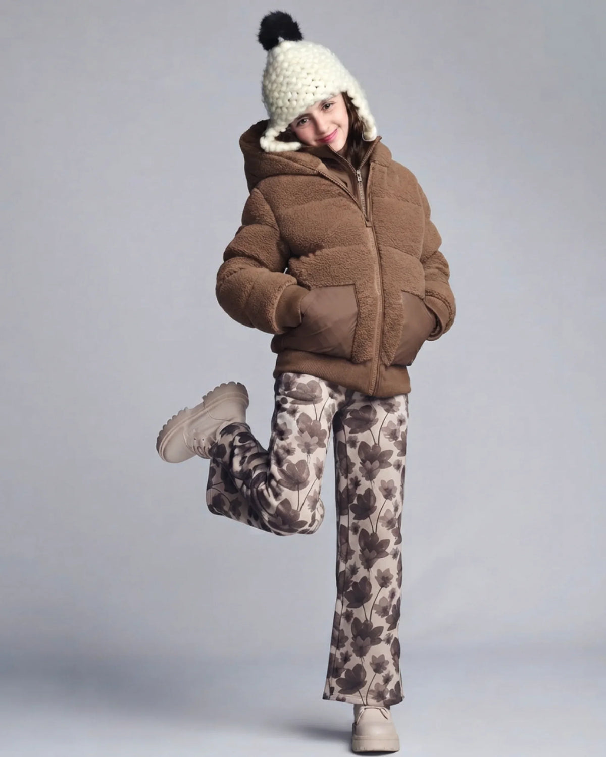 Chocolate Brown Teddy Puffer Coat