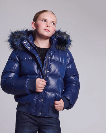 Navy Shine Kyla Puffer Coat
