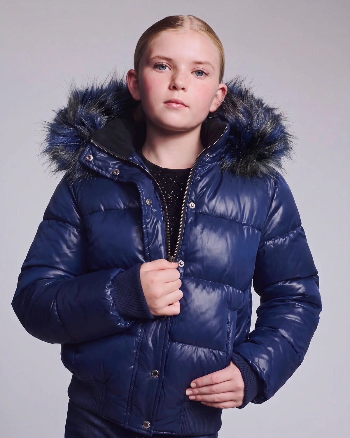 Navy Shine Kyla Puffer Coat