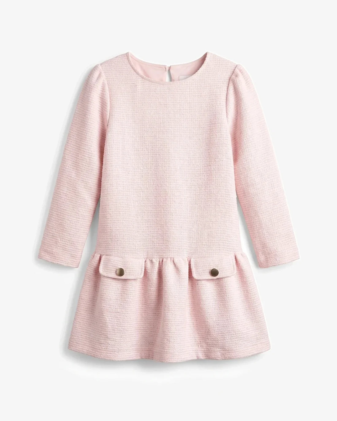 Pink Long Sleeve Drop Waist Dress