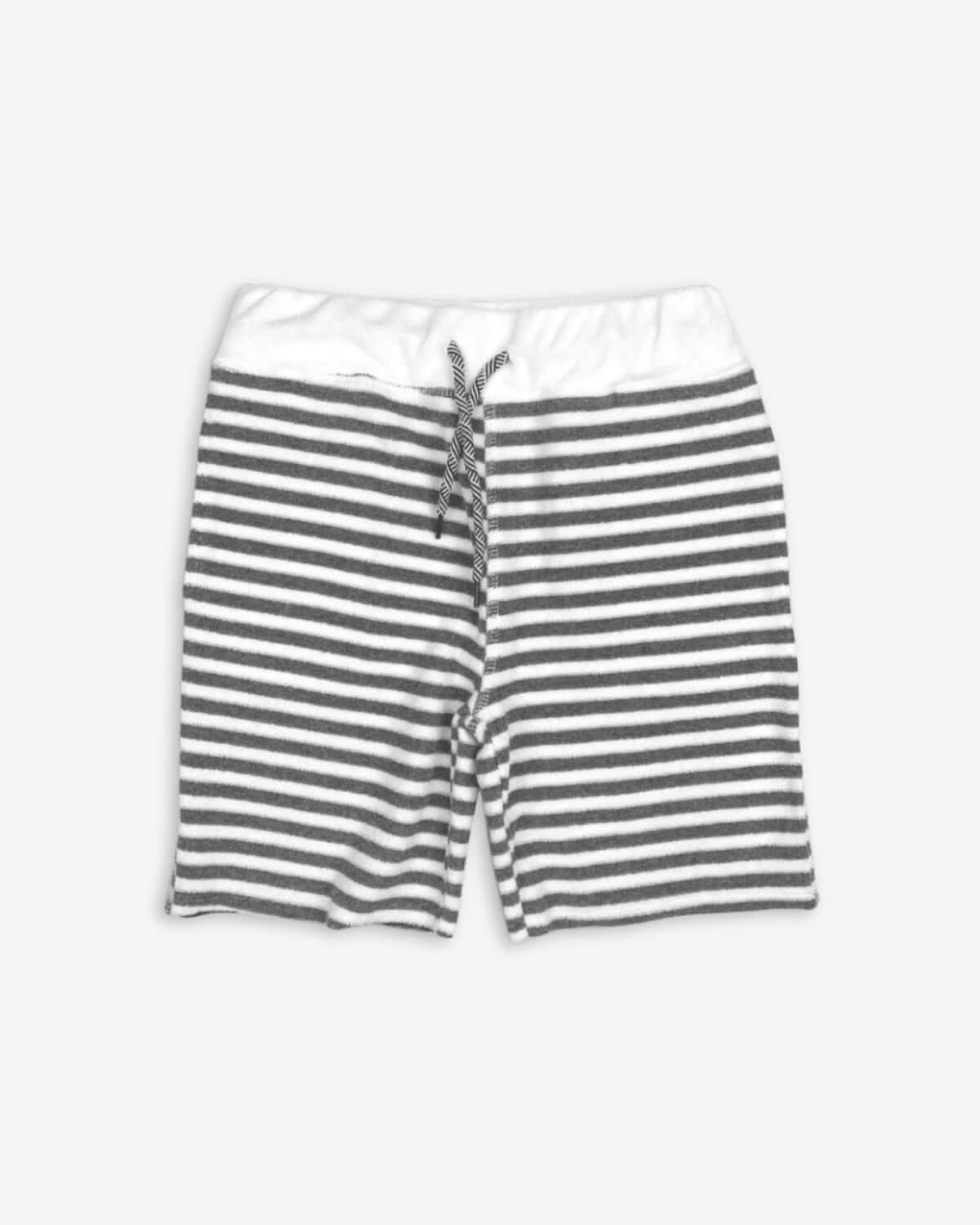 Grey Stripe Terry Camp Shorts