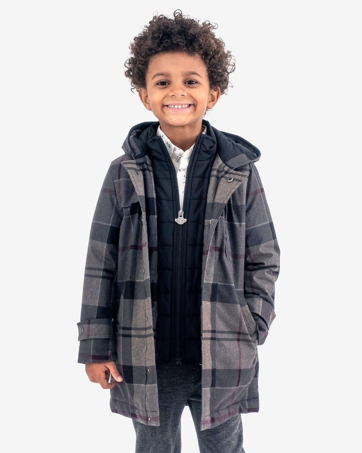 Grey Plaid New Gotham Coat