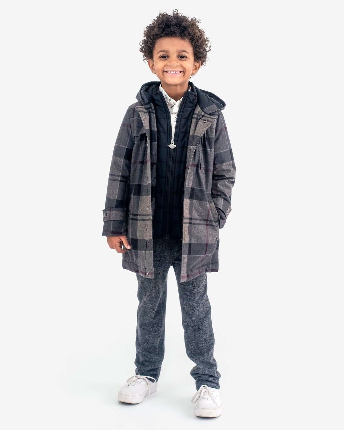 Grey Plaid New Gotham Coat