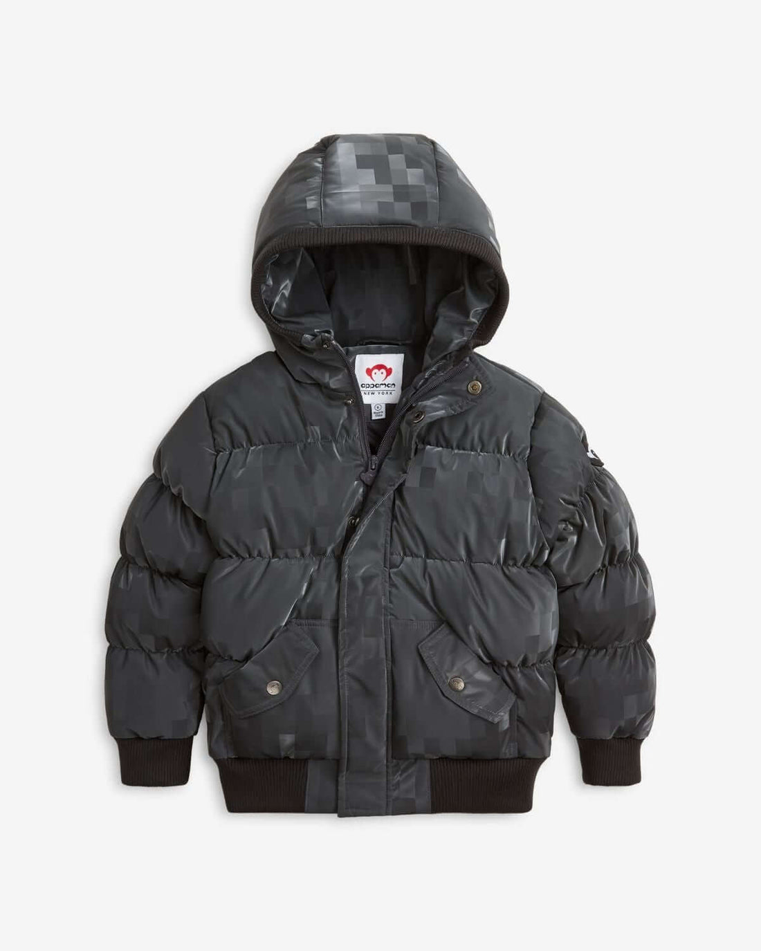 Digital Black Slim Puffy Coat