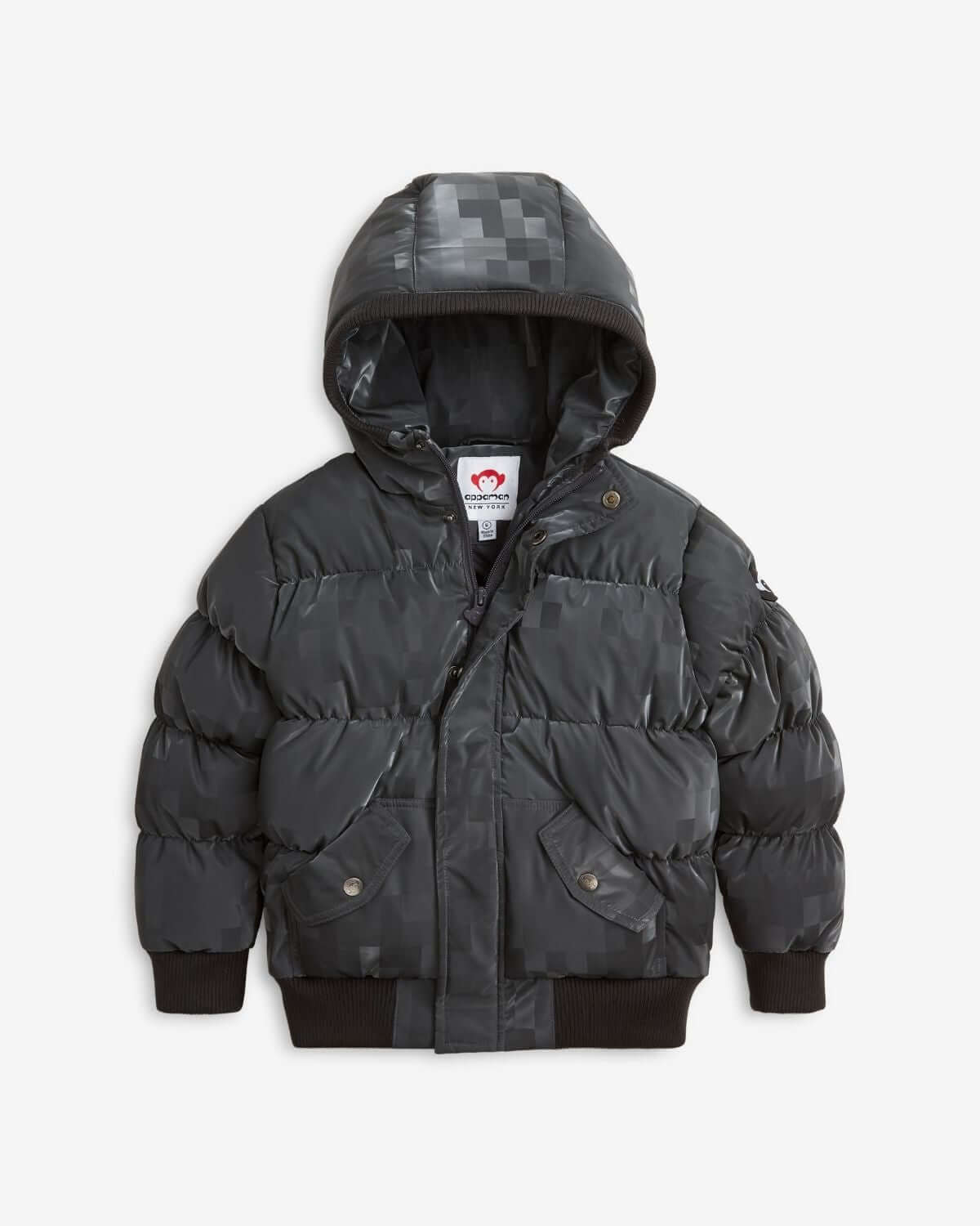 Digital Black Slim Puffy Coat
