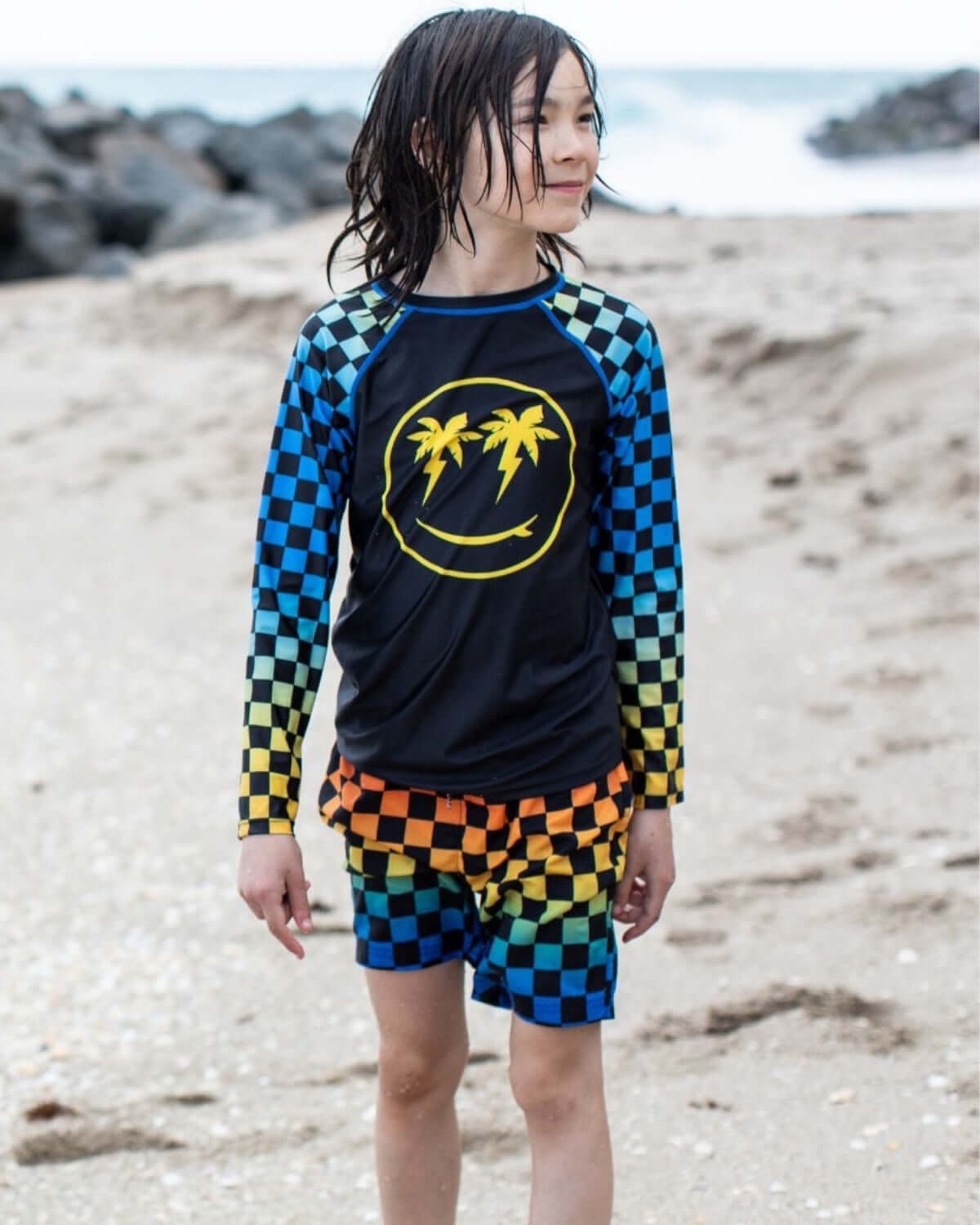 Checkerboard Swim Trunks