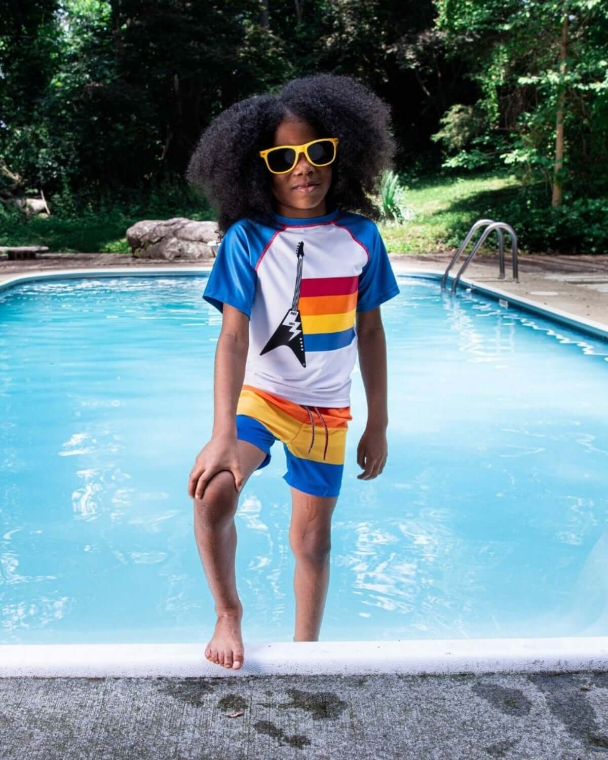 Retro Stripes Swim Trunks