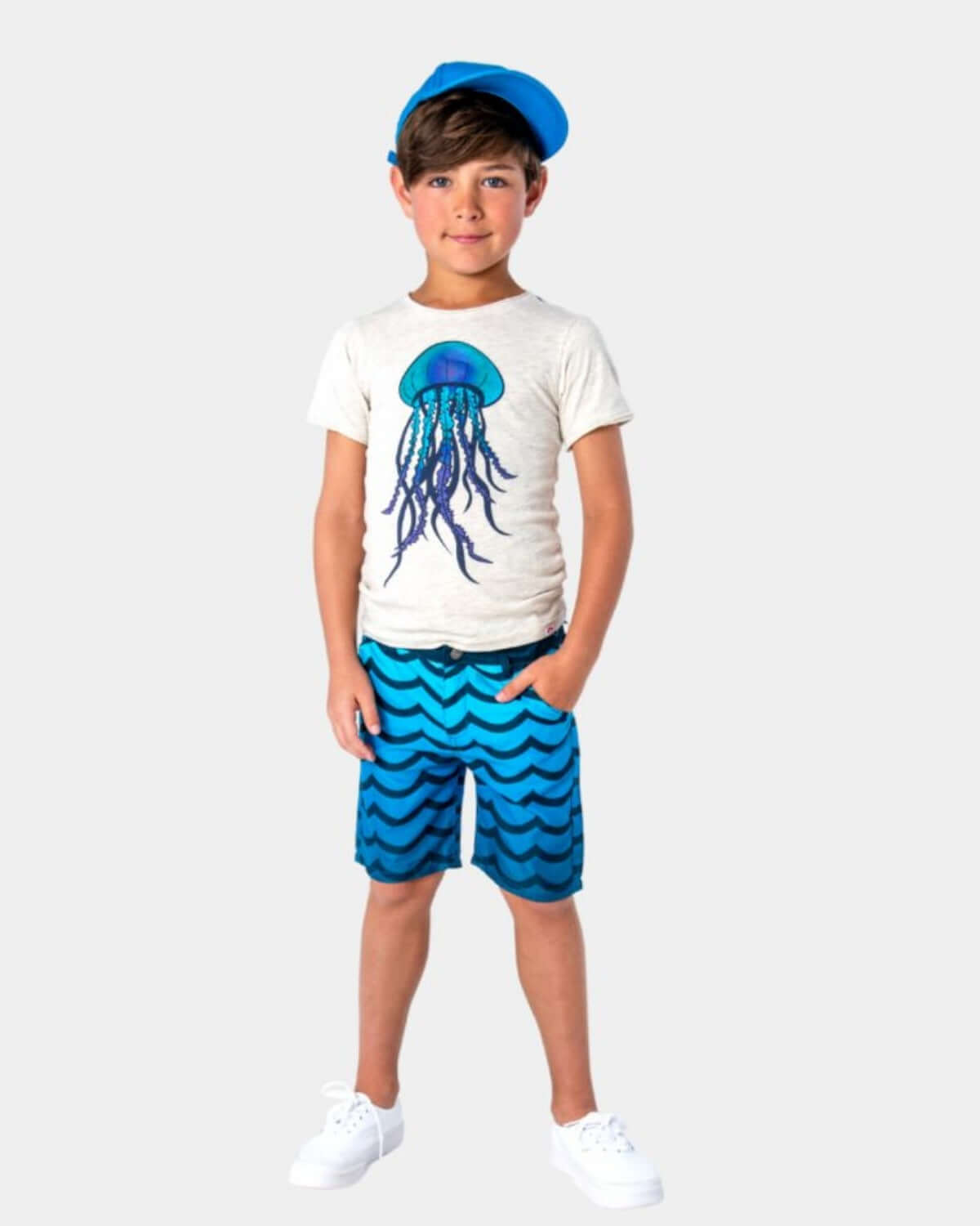 Wavy Blue Hybrid Swim Shorts