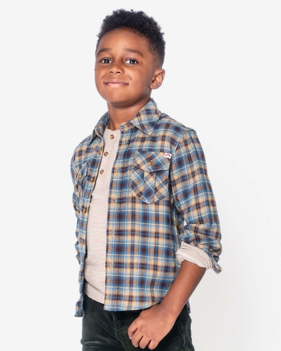 Chocolate/Blue Plaid Flannel Shirt