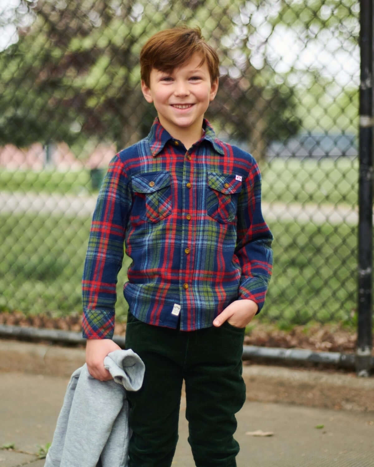 Navy/Cranberry Plaid Flannel Shirt